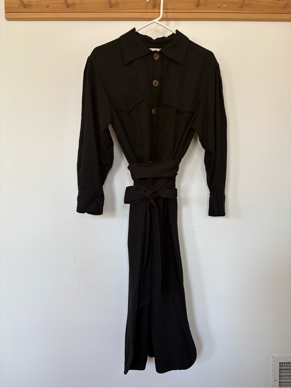Zara Black Shirt Dress with Waist Tie M